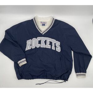 RARE Vintage Champion Men's Pullover Wind Jacket Houston Rockets XL Blue Logo